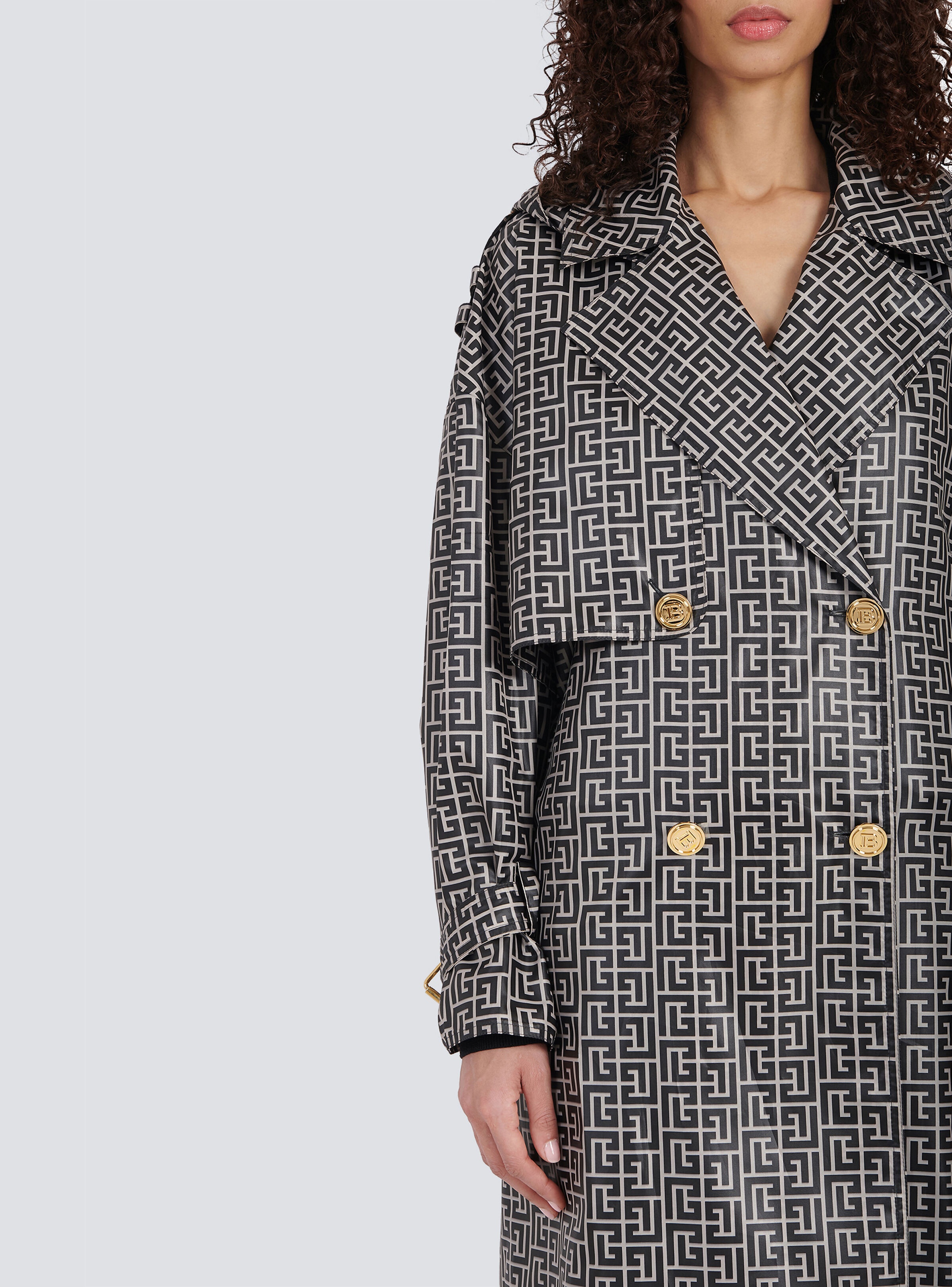 Balmain print monogram trench coat - 2