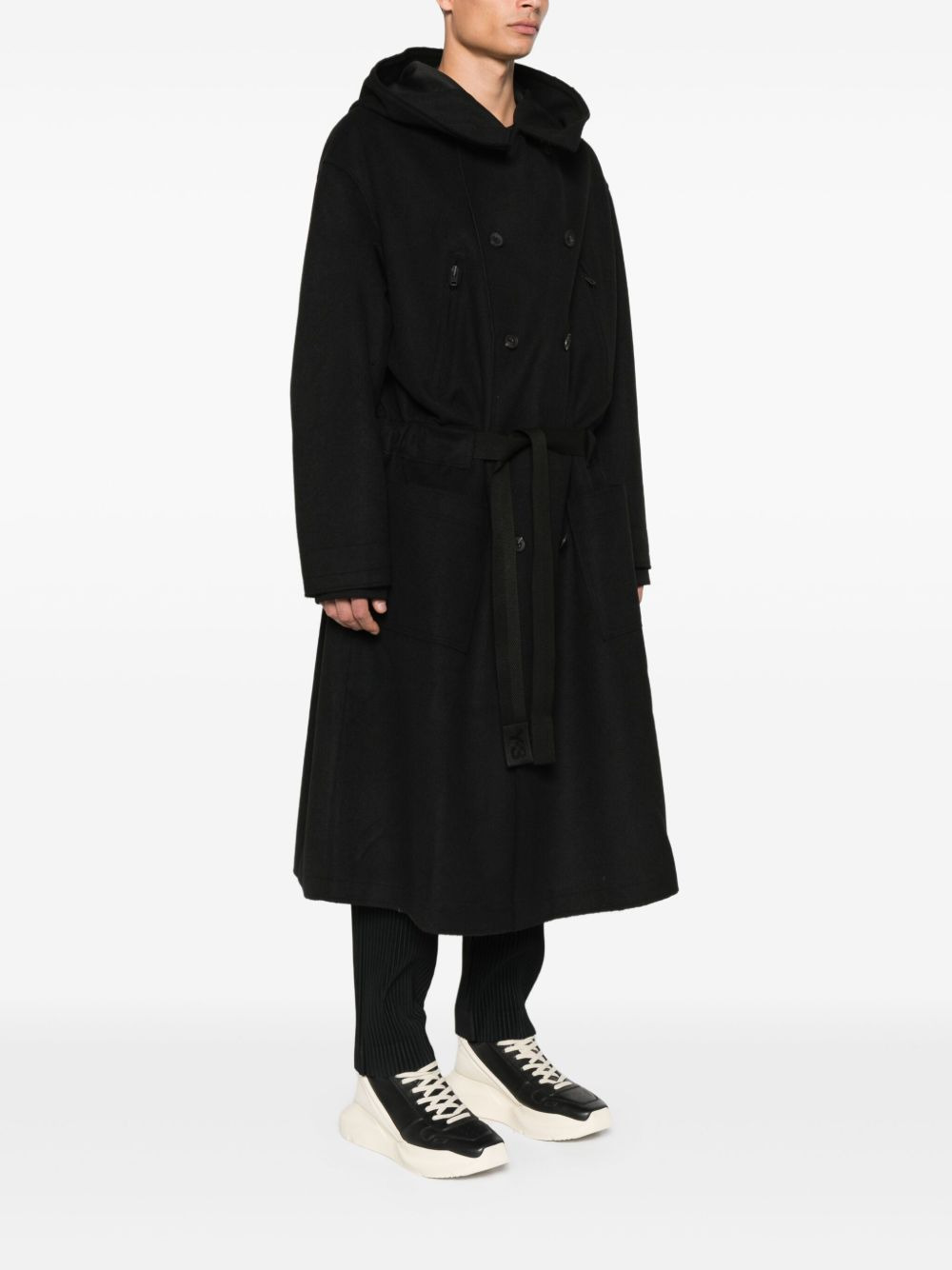 HOODED DOUBLE-BREASTED COAT - 5