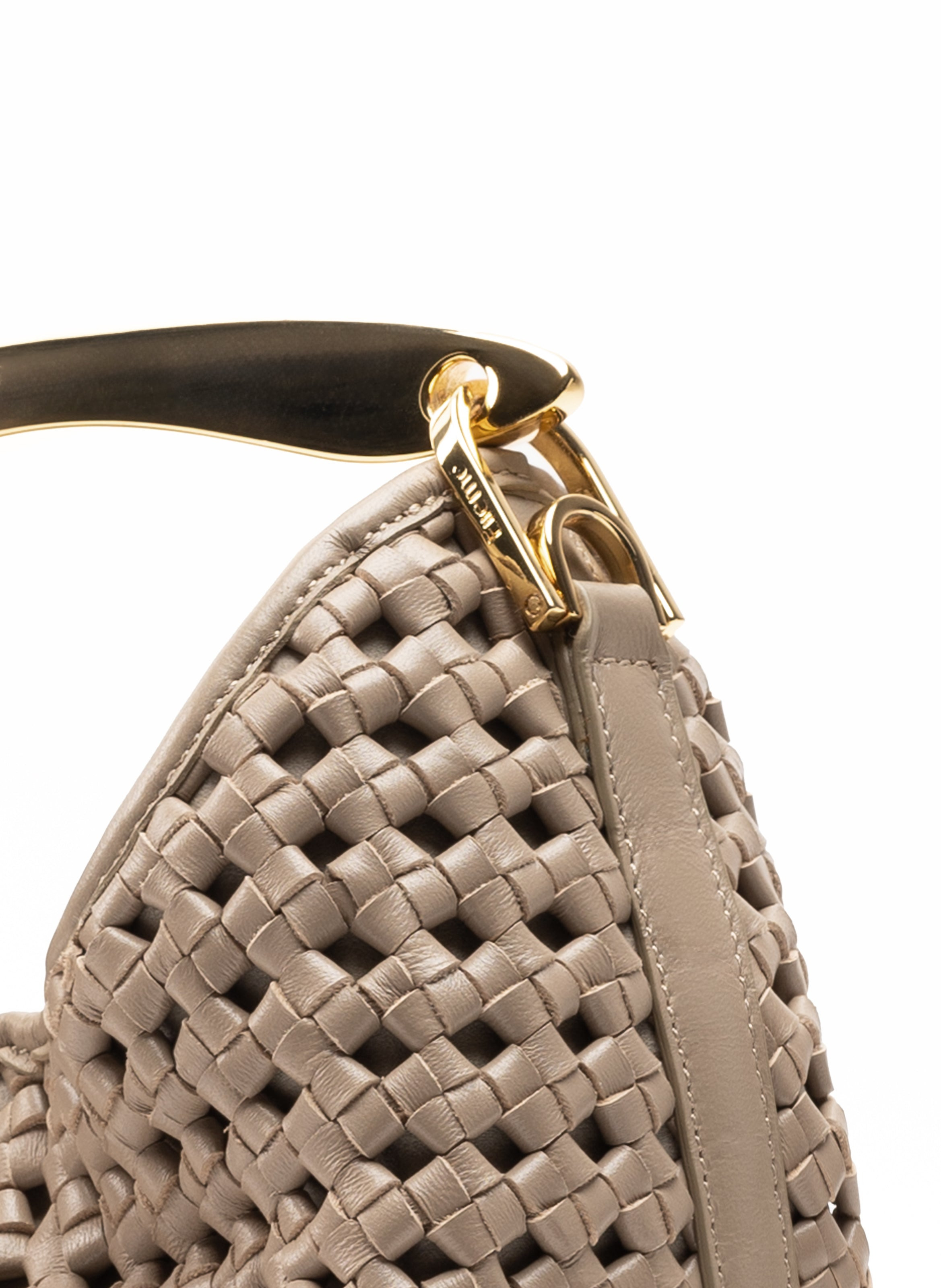 Small Boomerang Woven Leather Taupe - 5