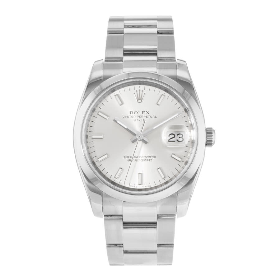 Pre-owned Rolex Oyster Perpetual Date Automatic Chronometer Silver Dial Men's Watch 115200 SSO - 2