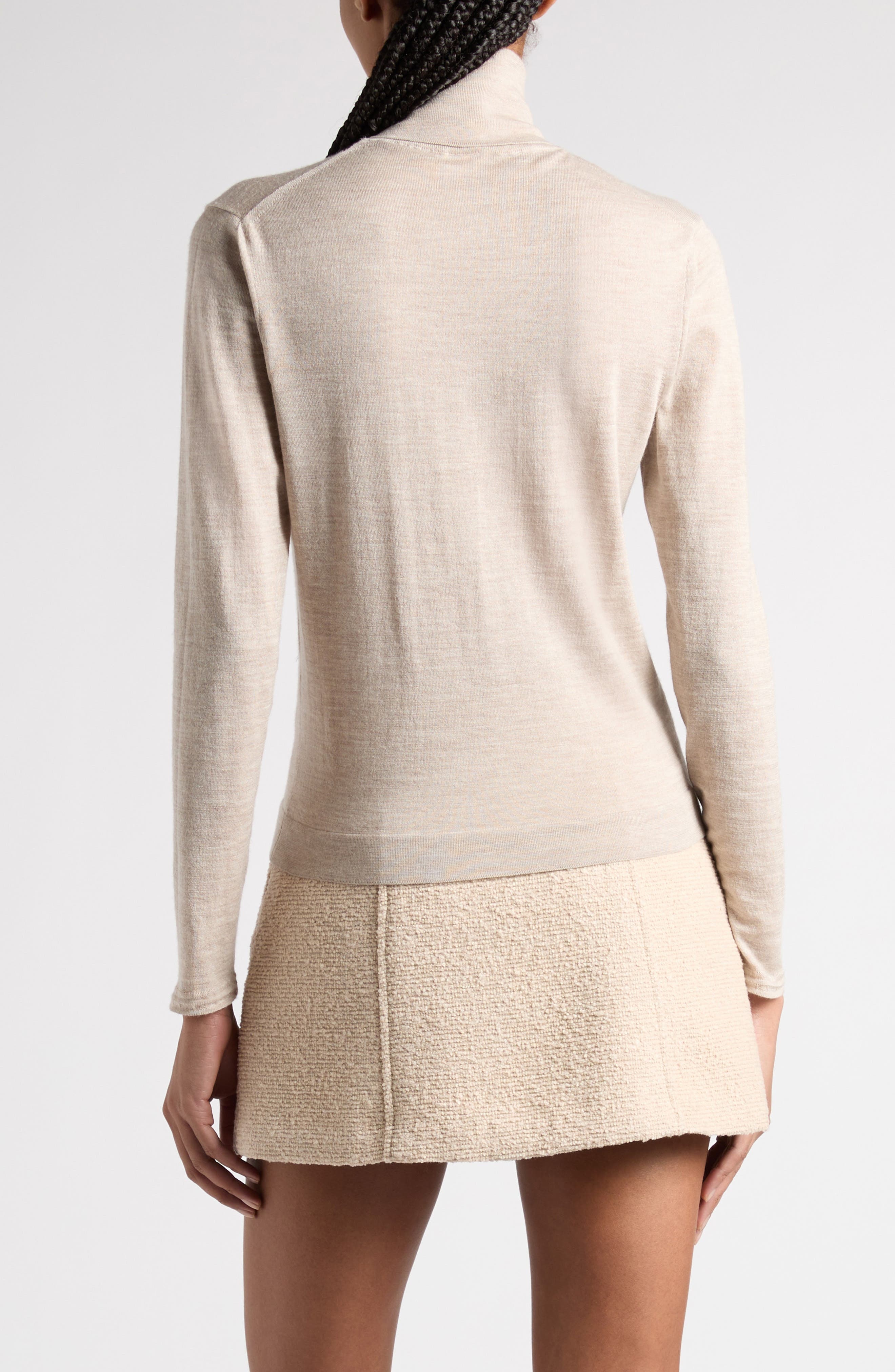 TOM FORD Fine Gauge Cashmere & Silk Turtleneck Sweater in Jb340 Light Taupe at Nordstrom - 3