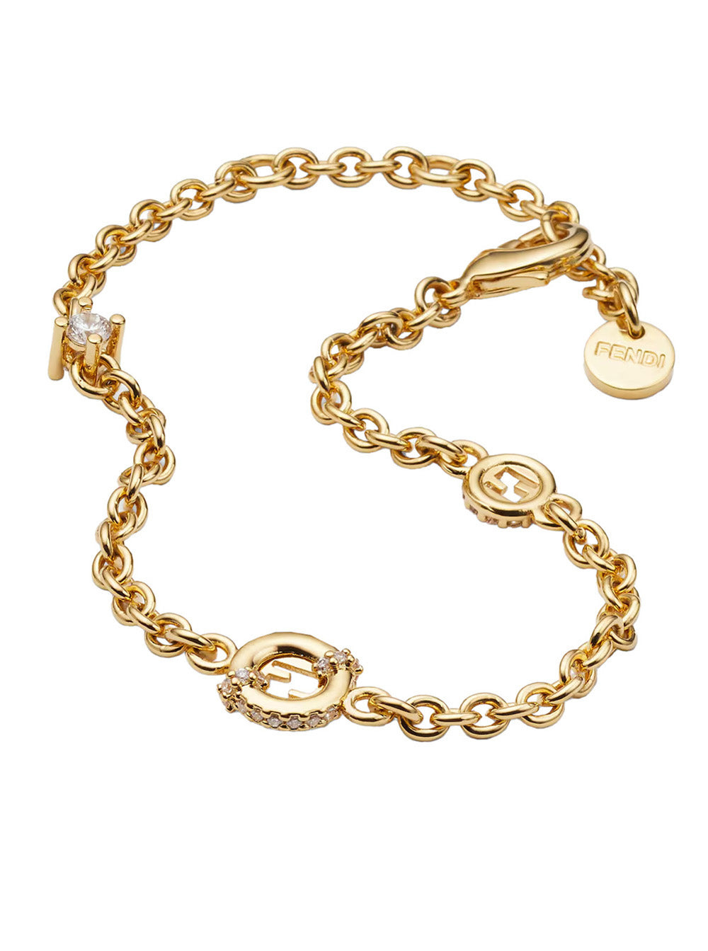 Fendi Women Gold-Colore Chain Bracelet With Ff Details In Bronze Woman - 3