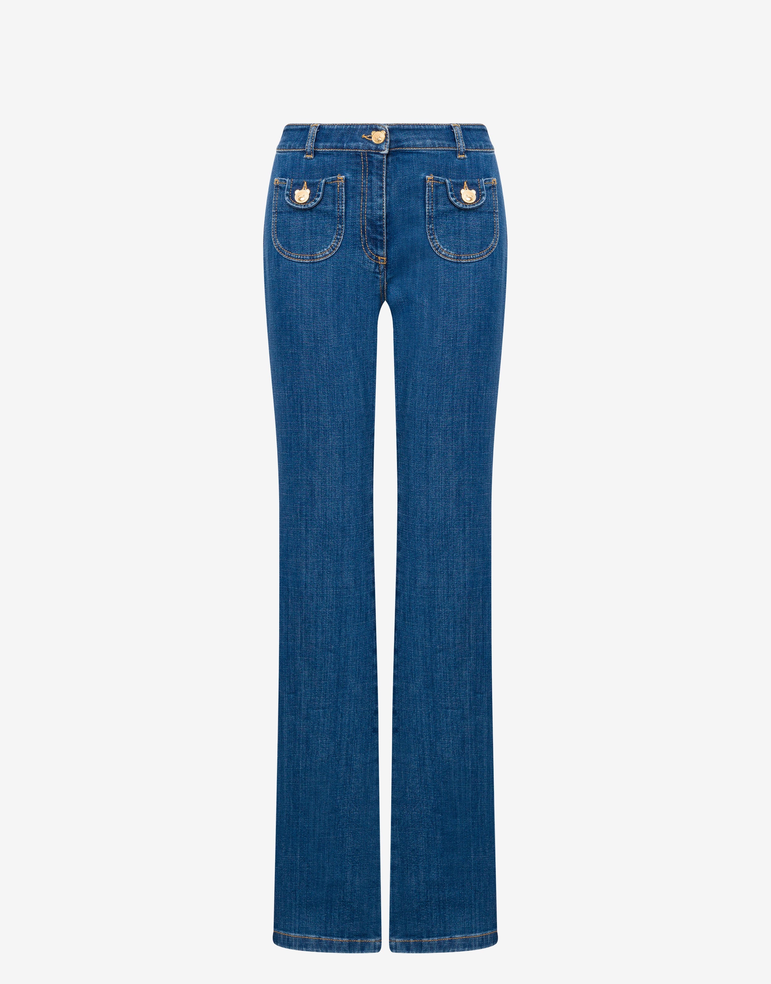TEDDY BUTTONS STRETCH DENIM JEANS - 1