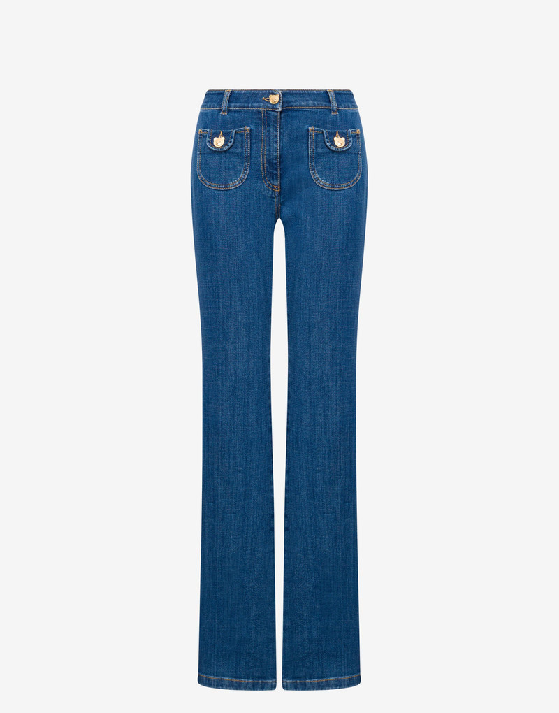 TEDDY BUTTONS STRETCH DENIM JEANS 1