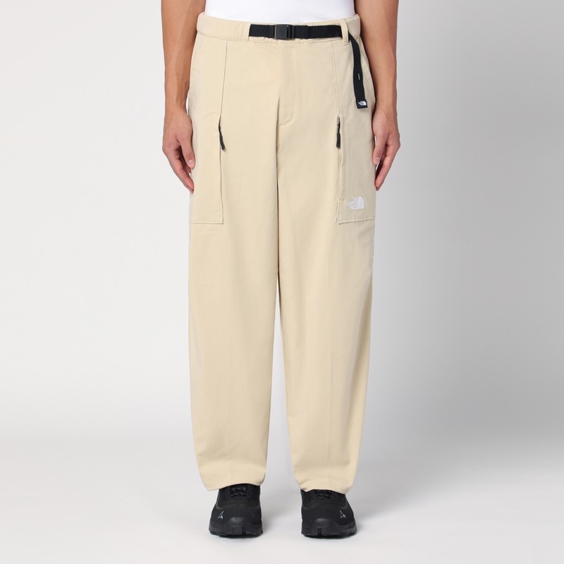 Cream cotton-blend trousers - 1