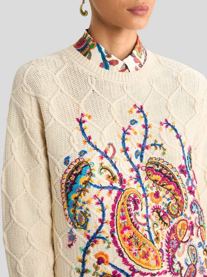 Etro COTTON-BLEND SWEATER WITH FLORAL PAISLEY EMBROIDERY outlook