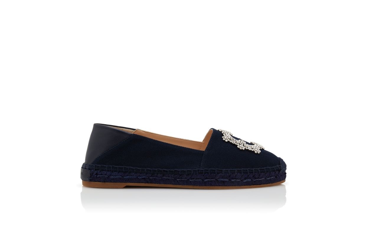 Navy Blue Cotton Espadrilles - 1