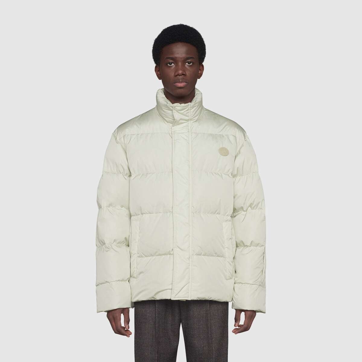 'think/thank' print nylon down jacket - 4