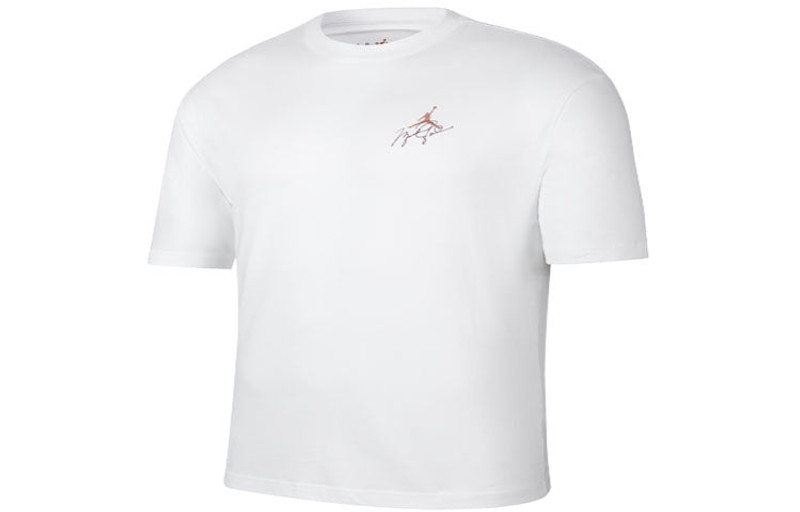 Jordan Men's Air Jordan Minimalistic Back Large Logo Printing Casual Round Neck Short Sleeve White Pink T-S outlook