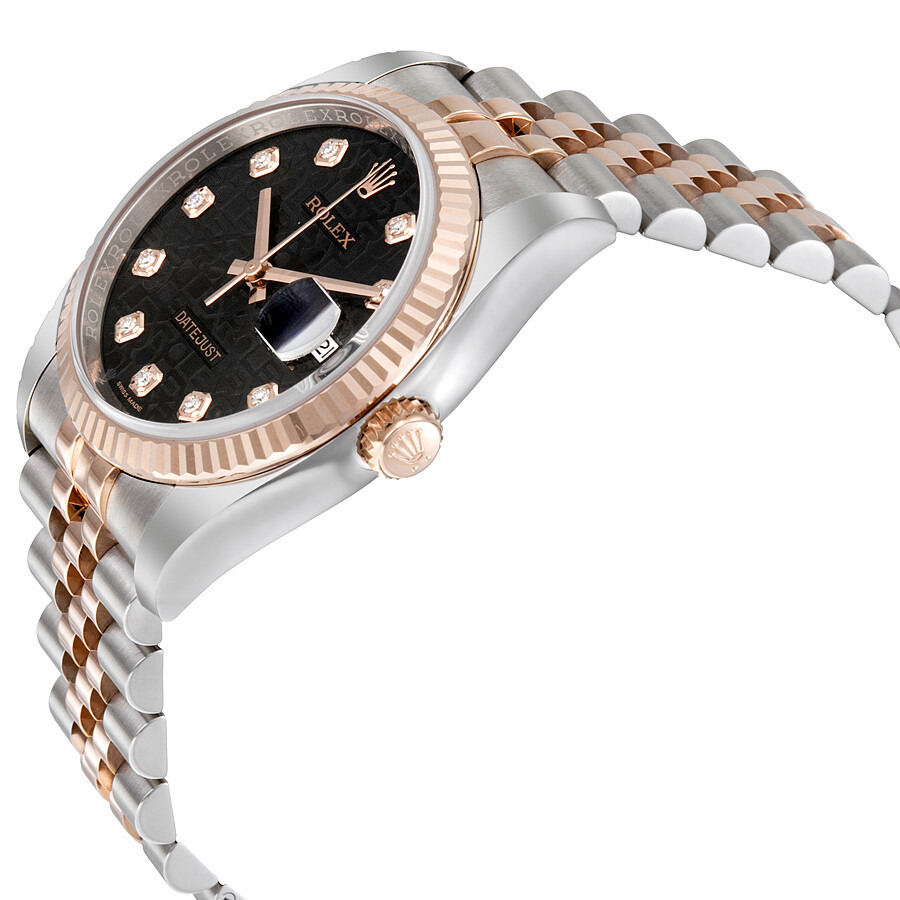 Rolex Datejust 36 Black Dial Stainless Steel and 18K Everose Gold Jubilee Bracelet Automatic Men's W - 2