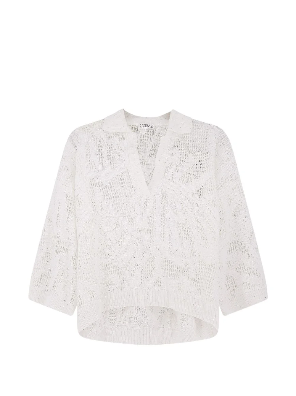 openwork V-neck sweater - 1