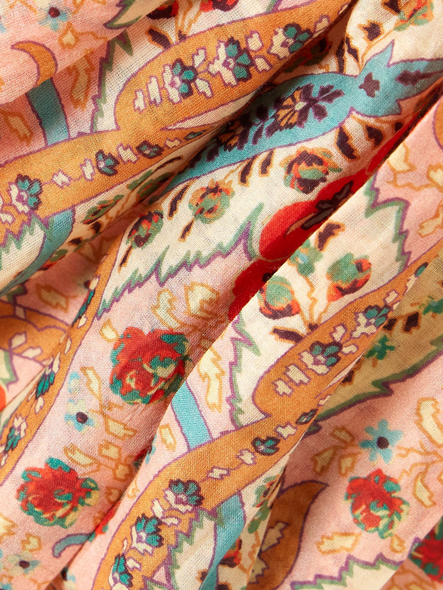 Paisley-print cotton and silk-blend voile pareo Baby pink - 4