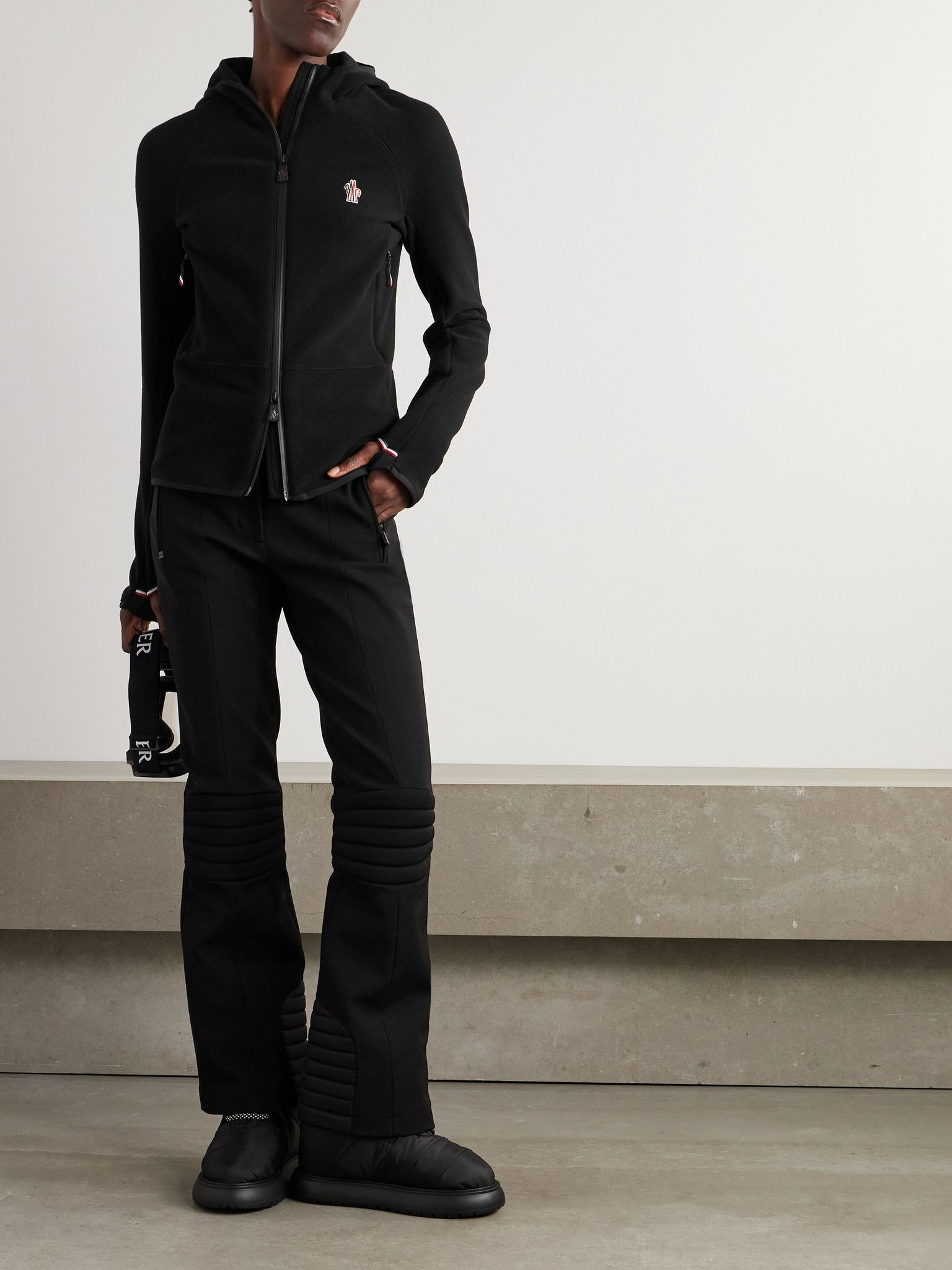 Appliquéd hooded fleece jacket Black - 2