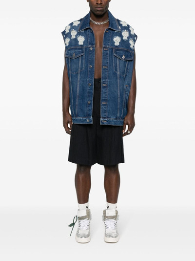 Off-White distressed denim gilet outlook