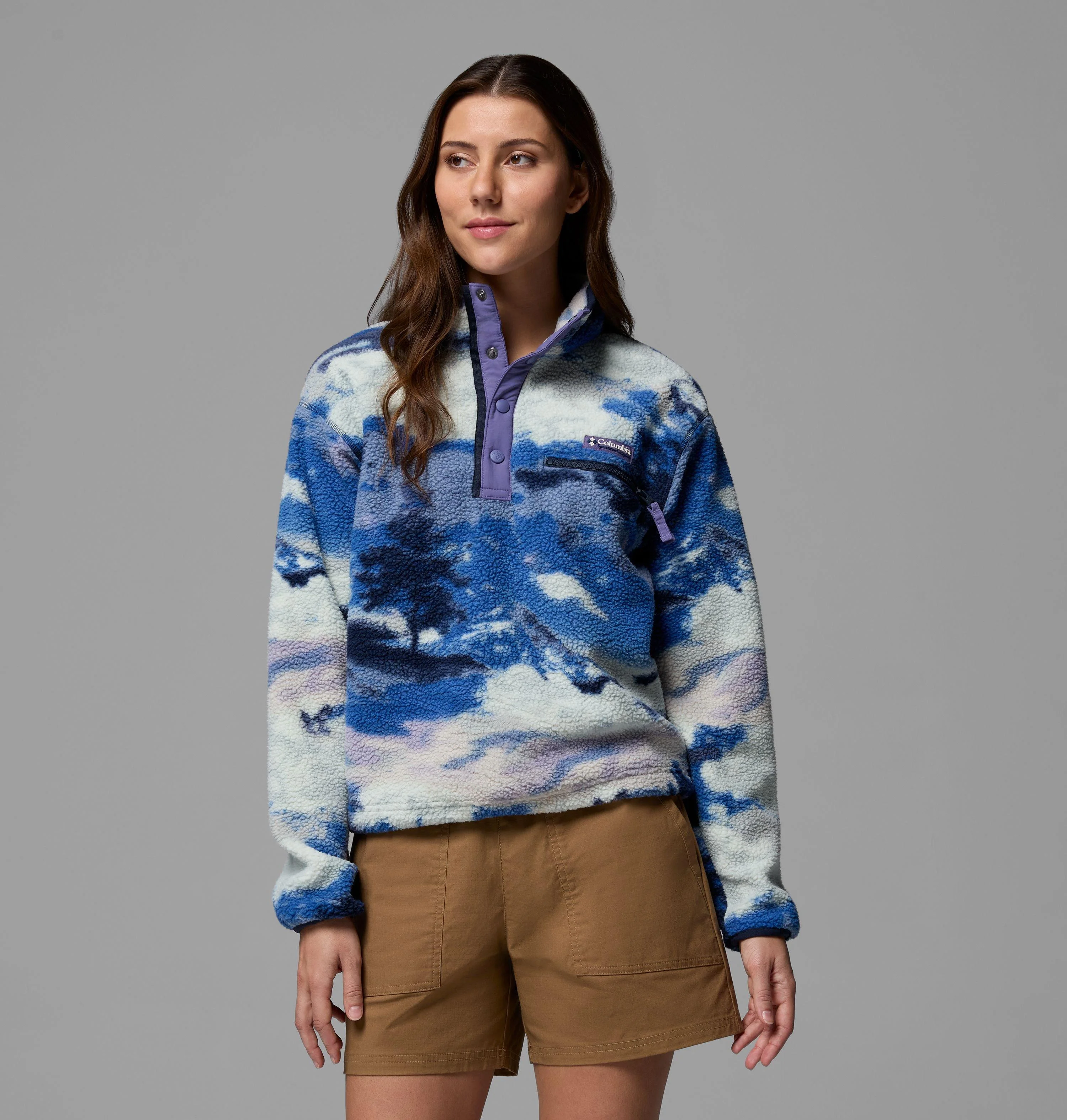 Women's Helvetia II Printed Cropped Half Snap Fleece Pullover - 1