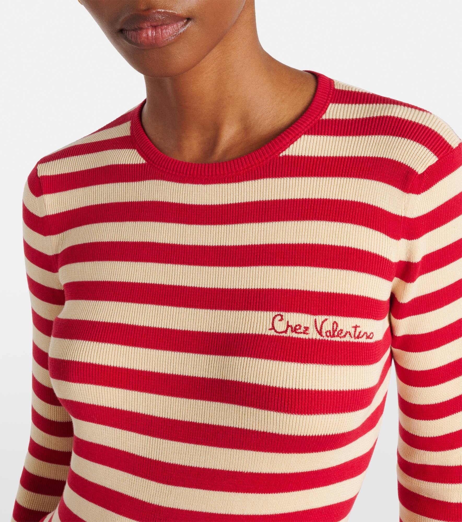 Striped ribbed-knit cotton sweater - 4