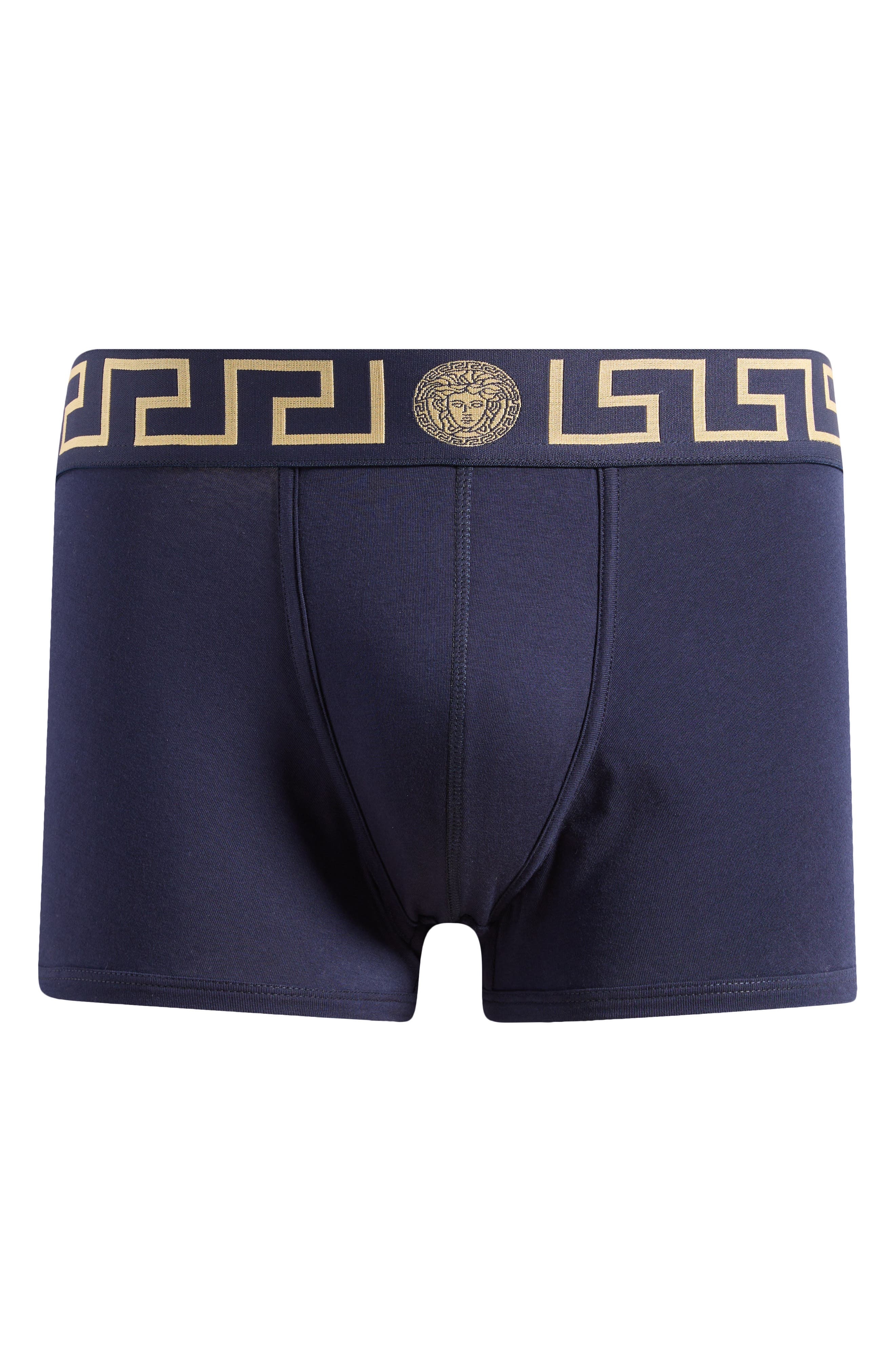 Versace Grecca Band Boxer Briefs in Blue-Gold at Nordstrom - 6