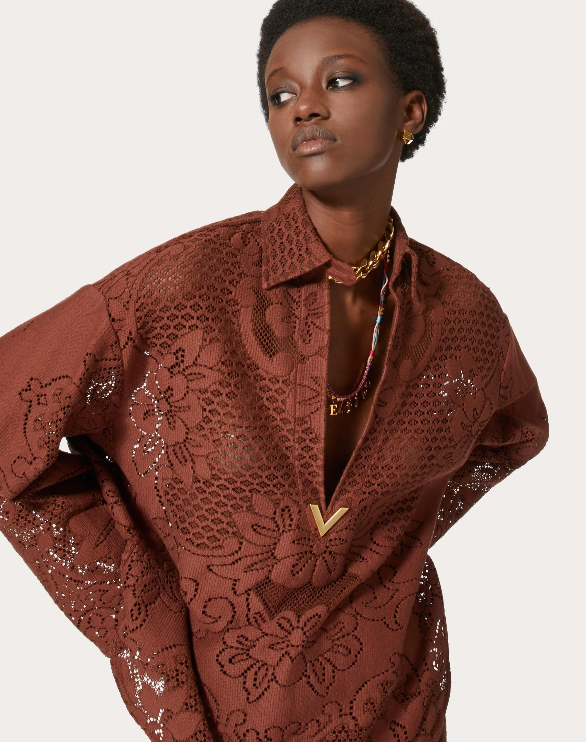 VGOLD SHIRT IN PEONIES BLANKET COTTON LACE - 5