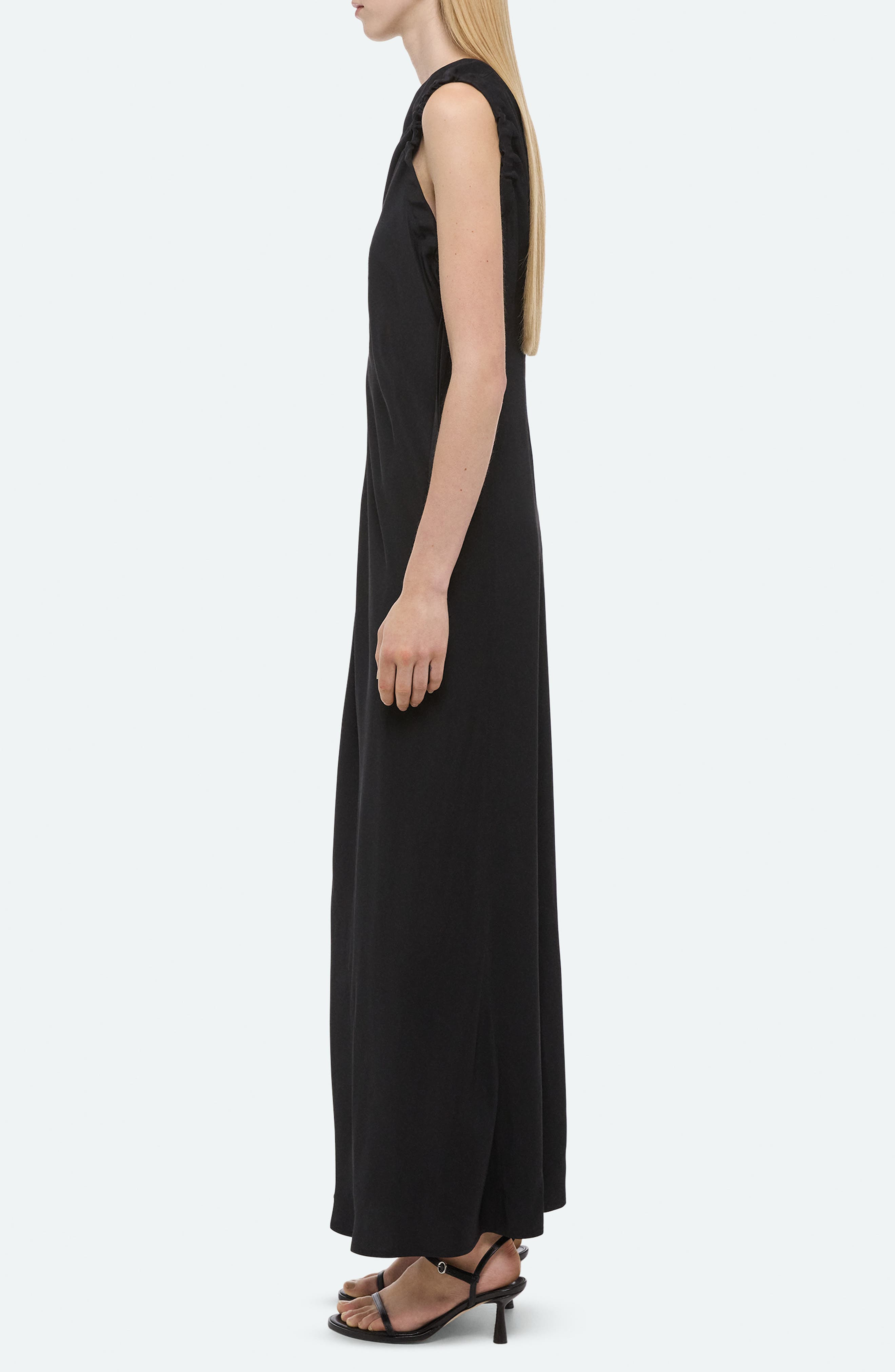 Helmut Lang Ruched Sleeveless Maxi Dress in Black at Nordstrom - 3