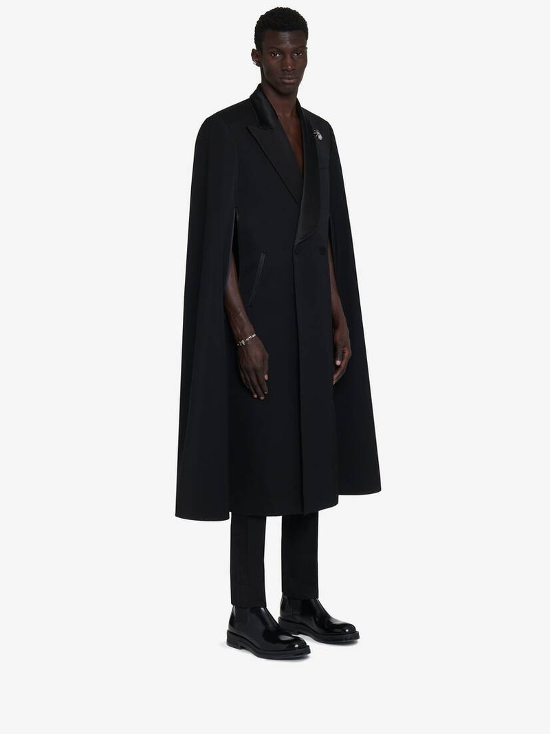 Men's Tailored Cape Coat in Black 4