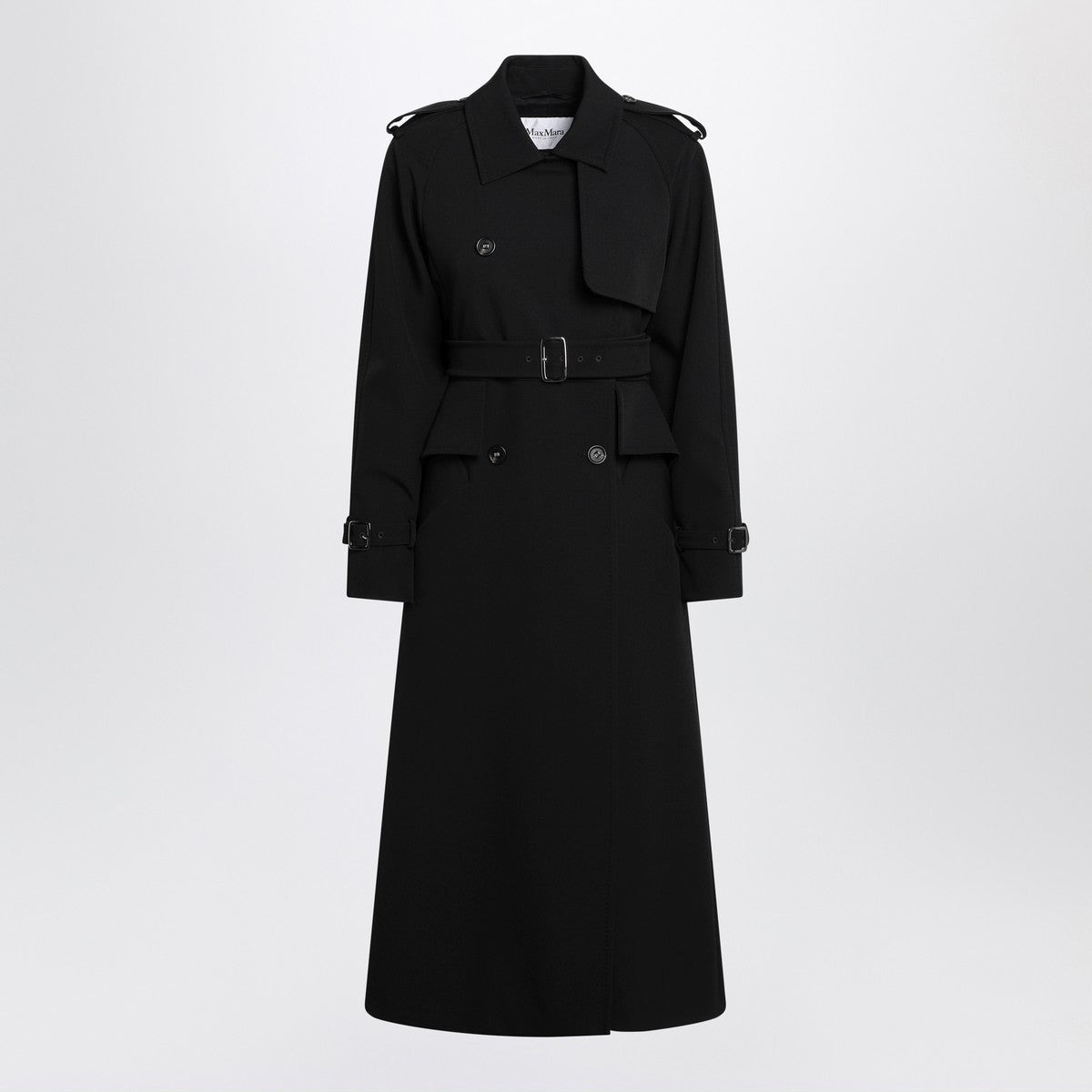 Max Mara Black long trench in sable - 1
