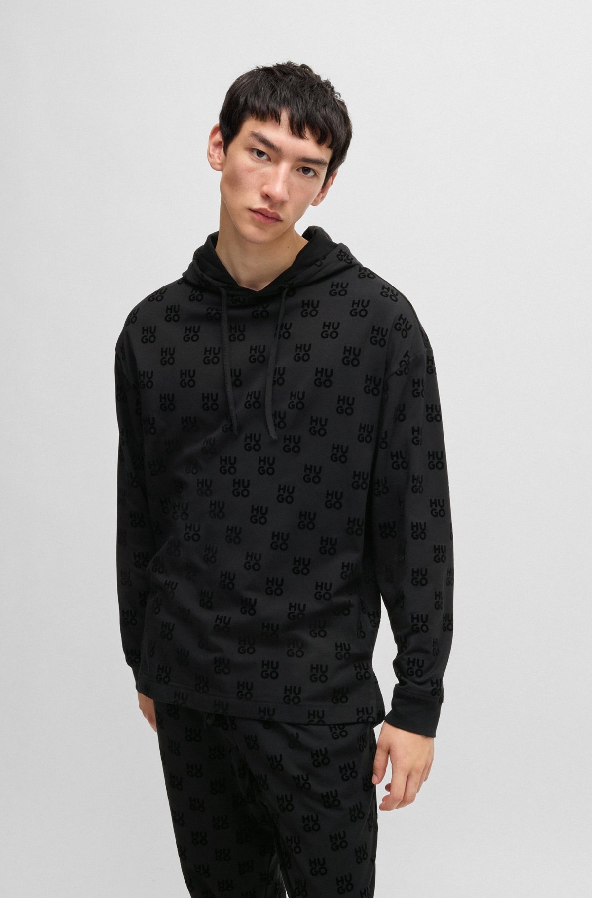 RELAXED-FIT HOODIE WITH FLOCK-PRINT STACKED LOGOS - 2
