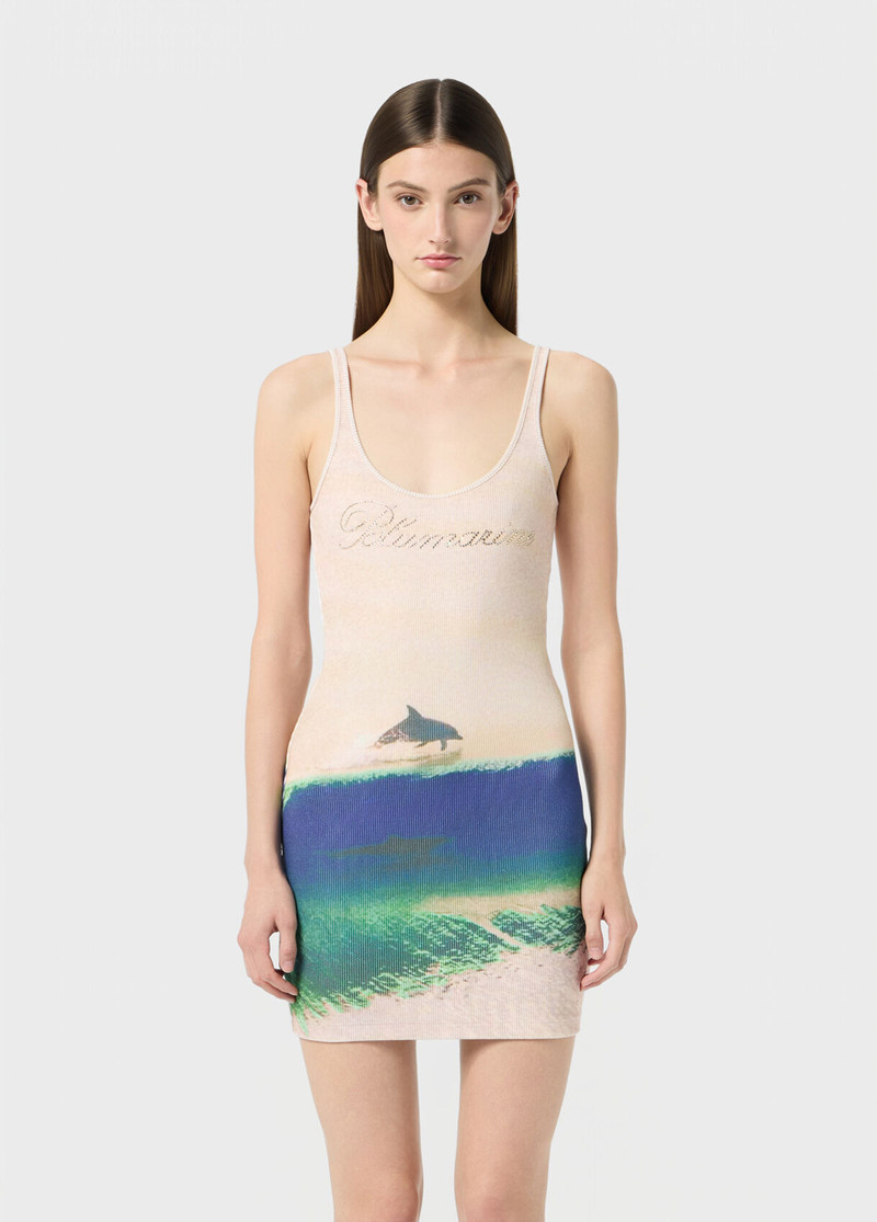 Blumarine SHORT RIBBED DRESS WITH DIGITAL PRINT outlook