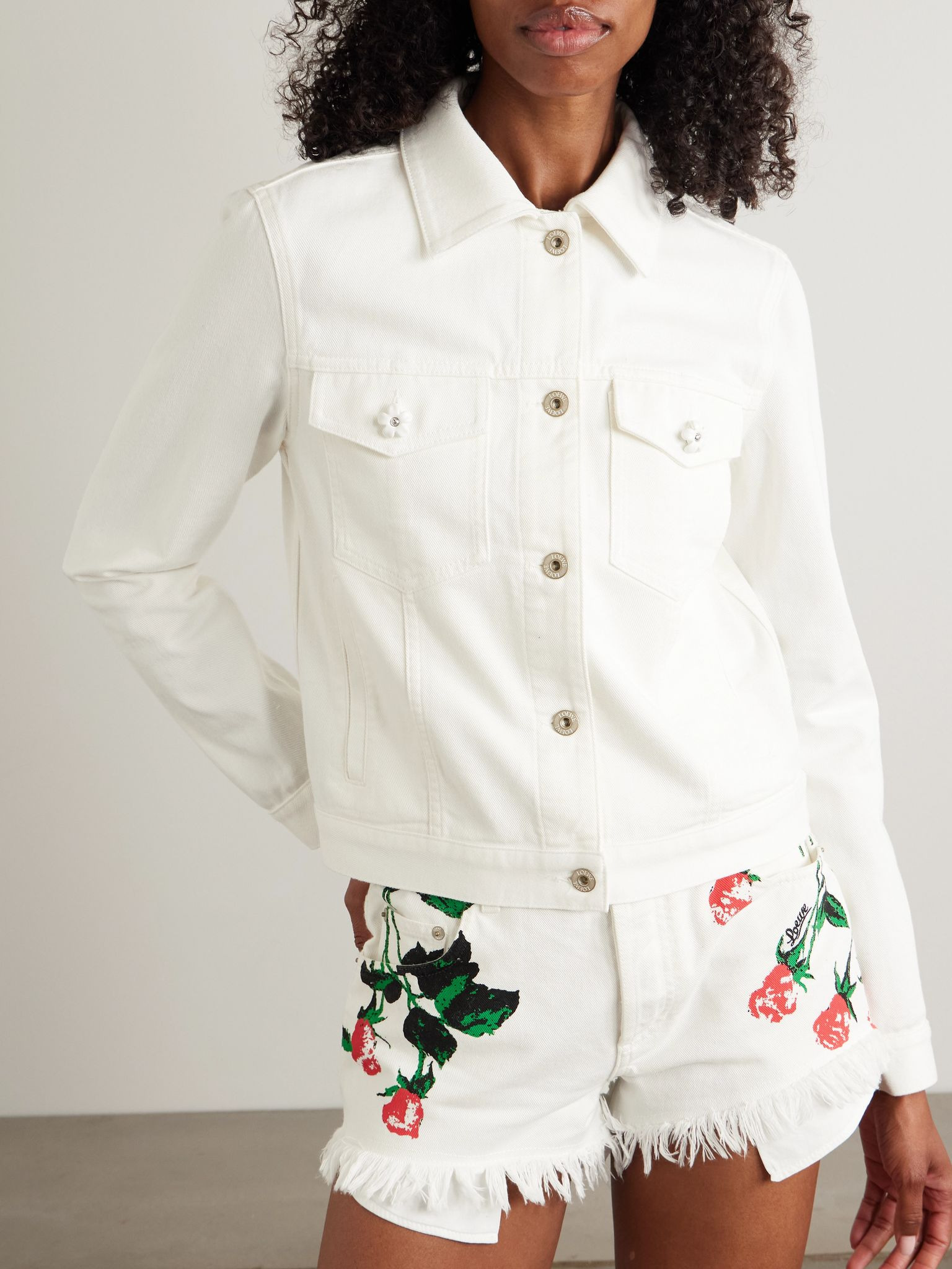 + Paula's Ibiza leather-trimmed embellished denim jacket White - 3