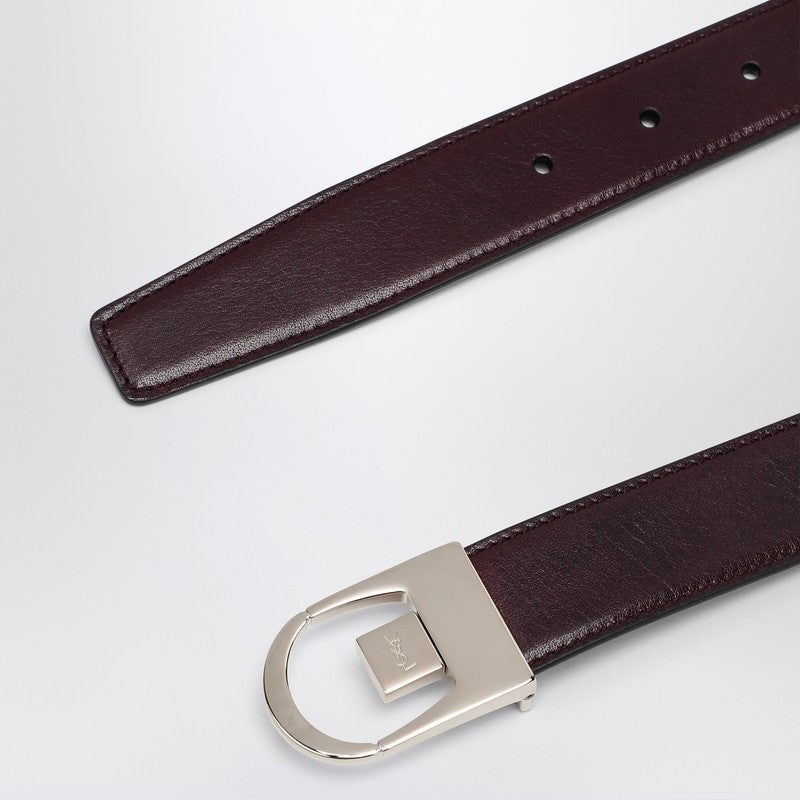 ベルト Saint Laurent Reversible belt in black/burgundy leather SAINT LAURENT Saint Laurent Reversible Belt In Black
