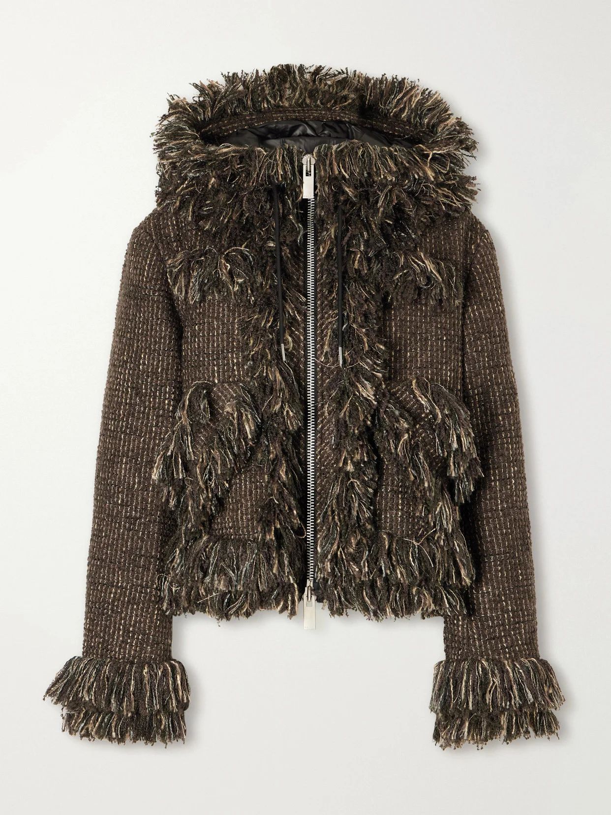 Wool-blend Frayed Tweed Zip-up Jacket - 1