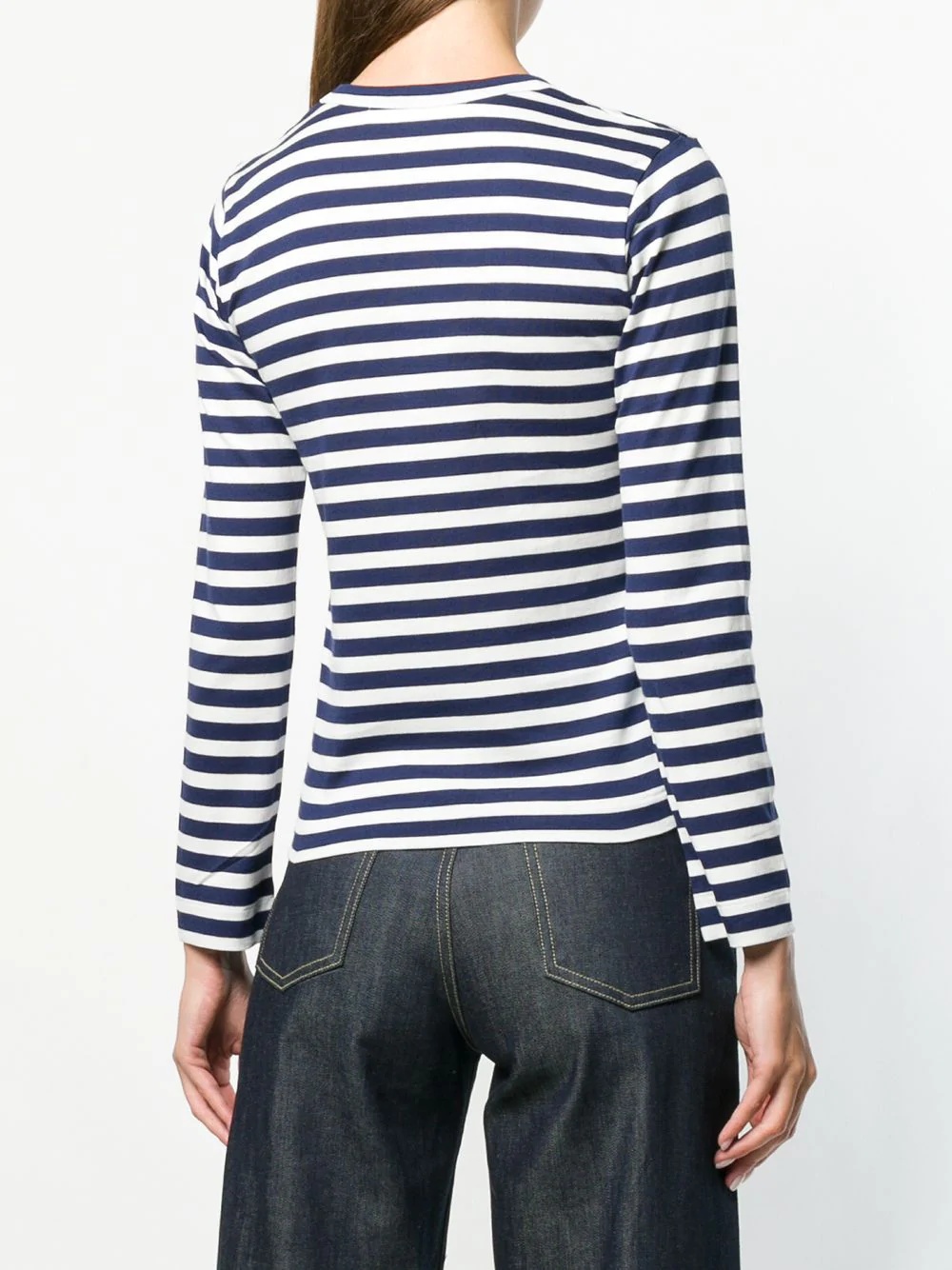 double-heart logo striped T-shirt - 7
