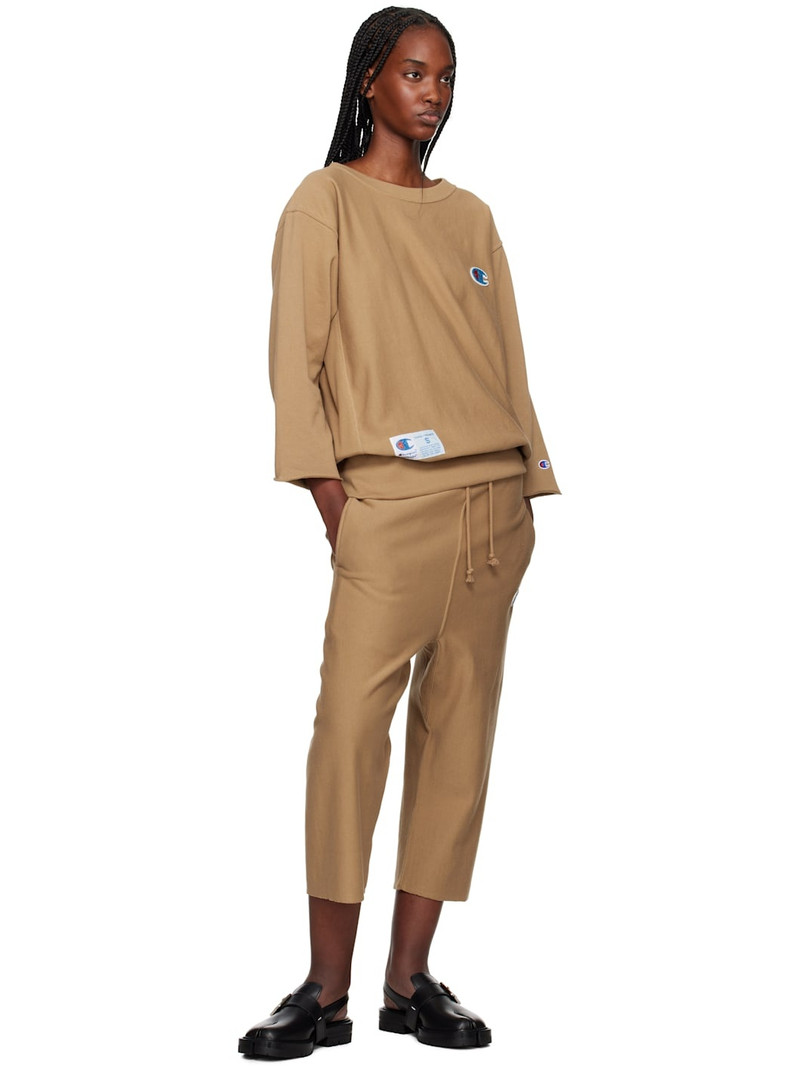 UNDERCOVER Tan Champion Edition Beaded Logo Appliqué Sweatshirt outlook