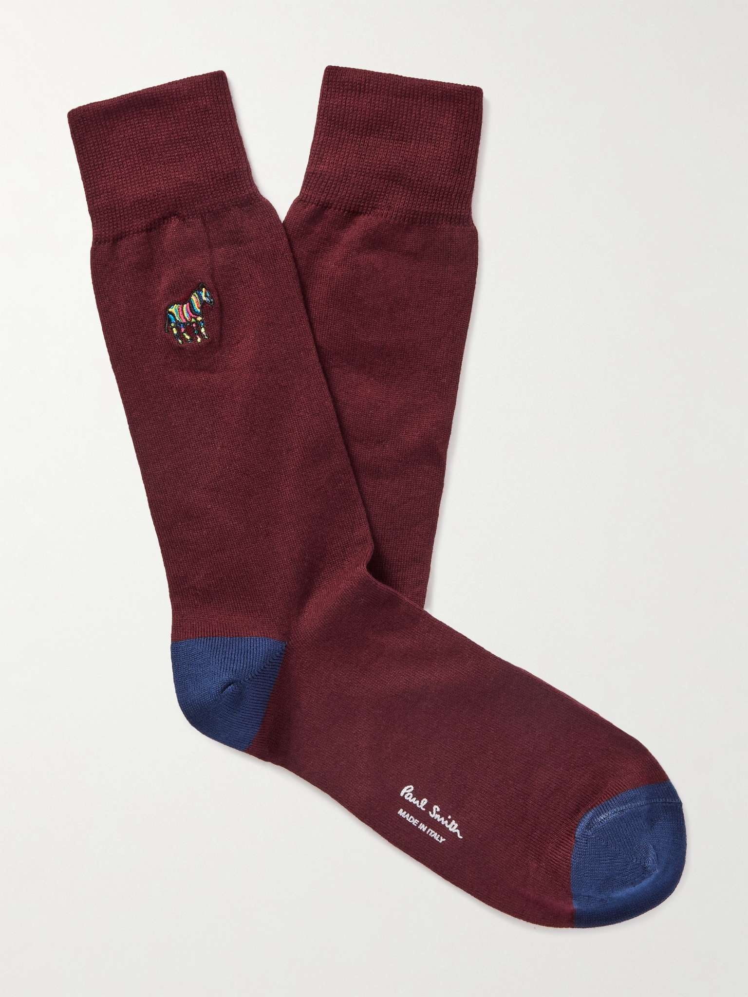 Embroidered Cotton-Blend Socks - 1