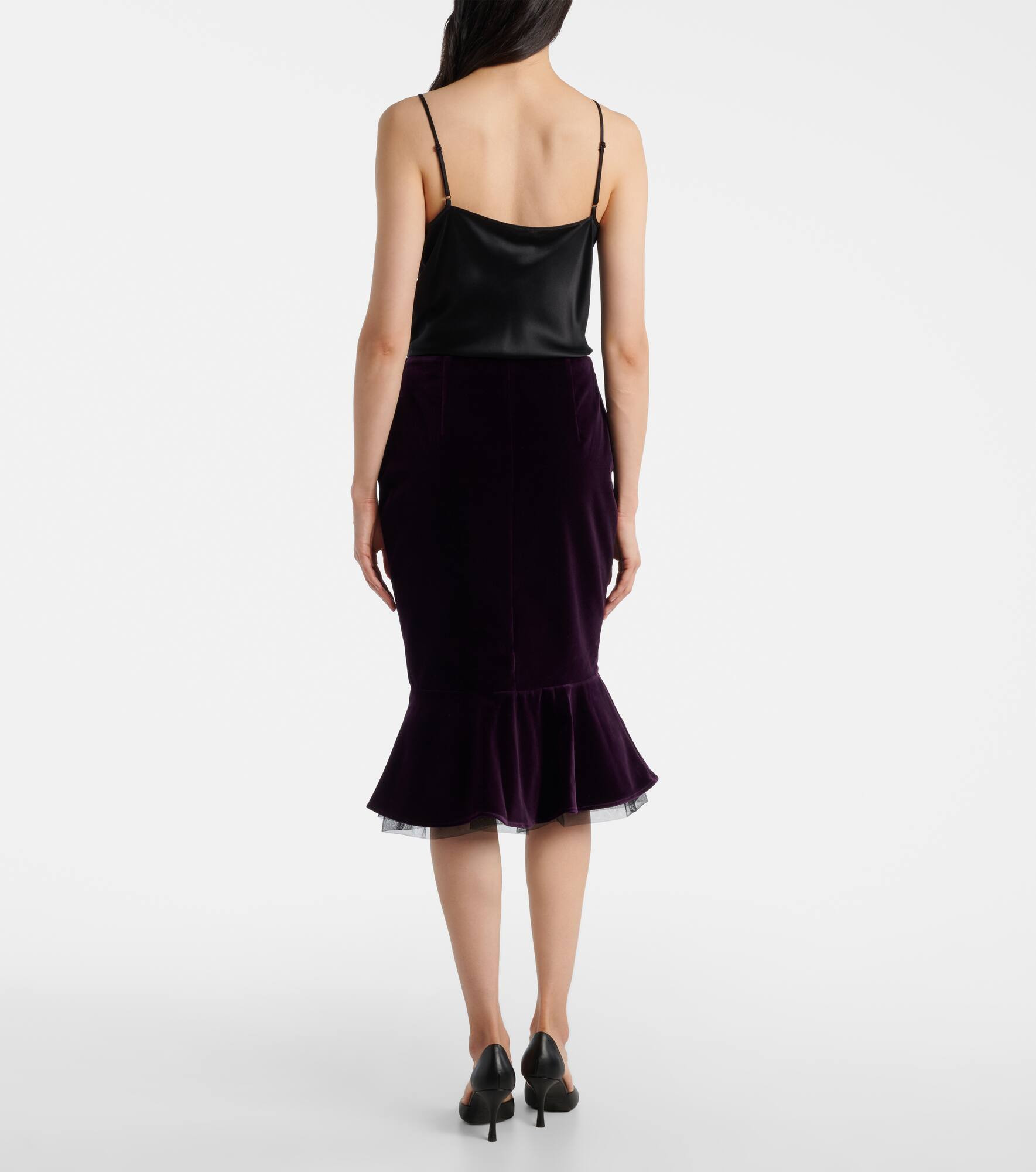 Peplum cotton velvet midi skirt - 3
