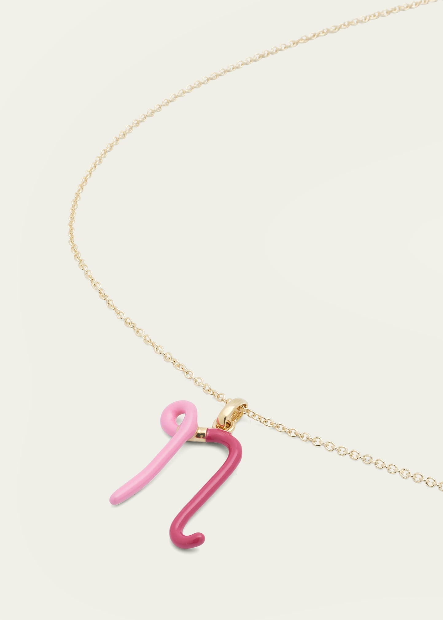 Letter N Pendant Necklace with Duo Colour Enamel - 3
