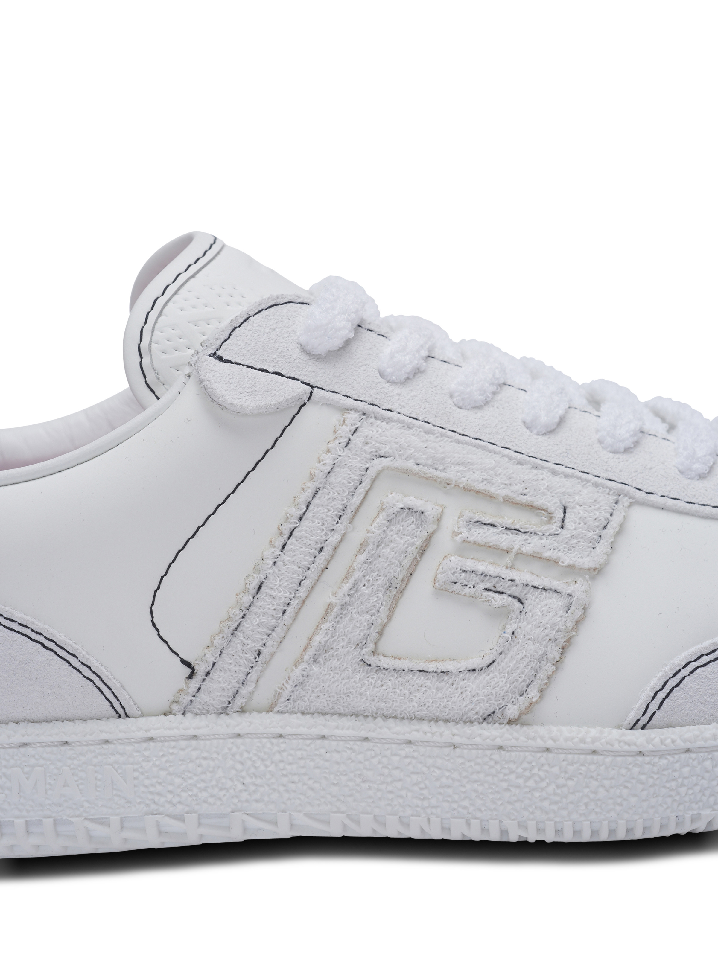 Balmain Swan trainers in calfskin and suede - 7