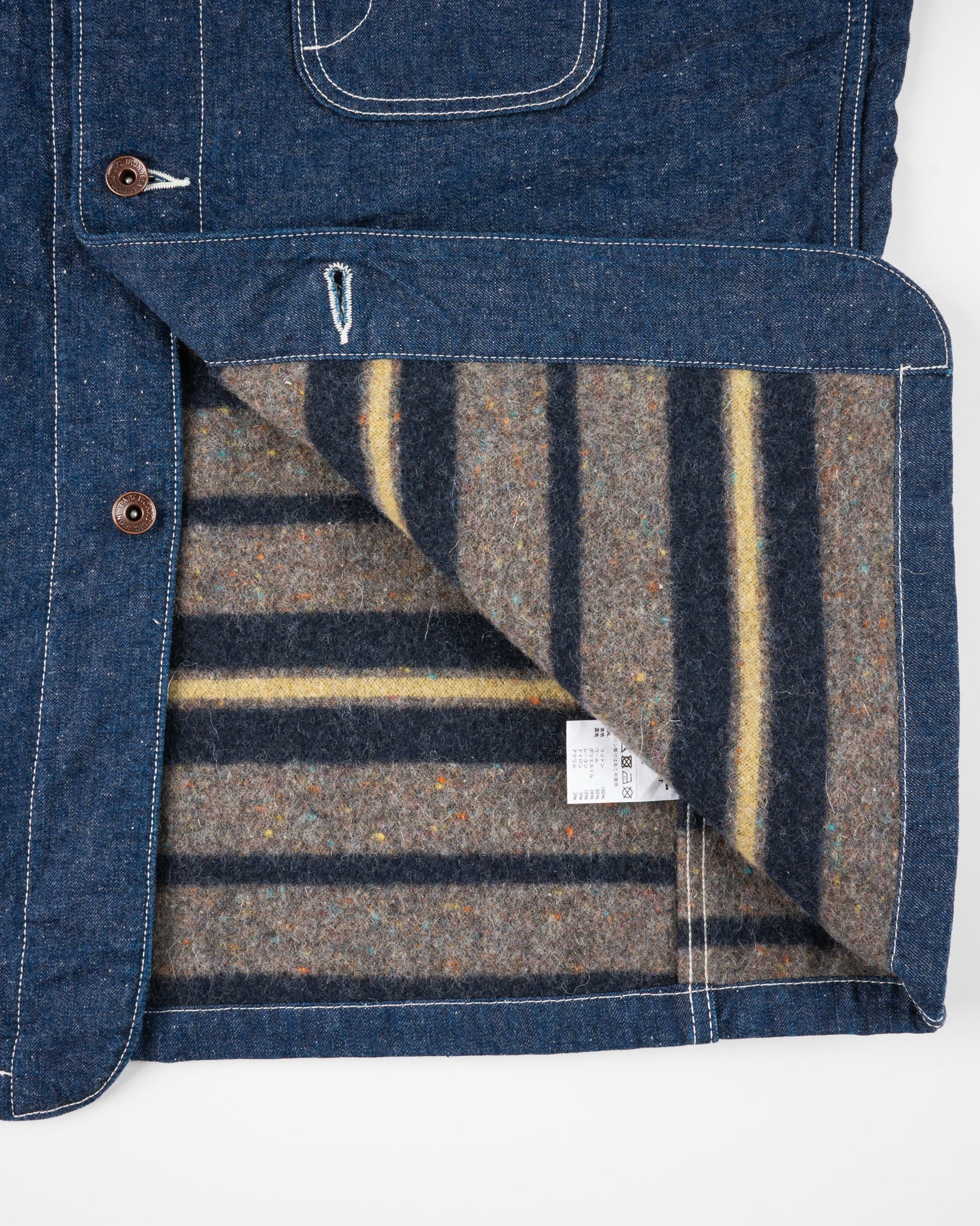 IHJ-149-IND 10oz Selvedge Denim Blanket Lined Chore Jacket Indigo - 6
