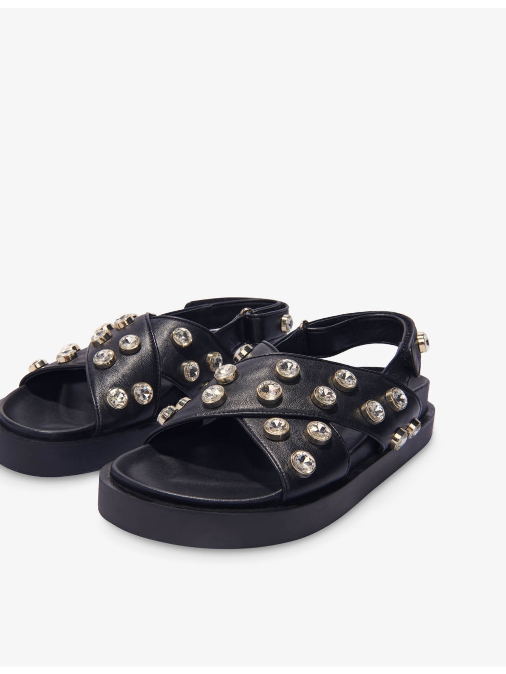 Studded Flat Leather Sandals - 3