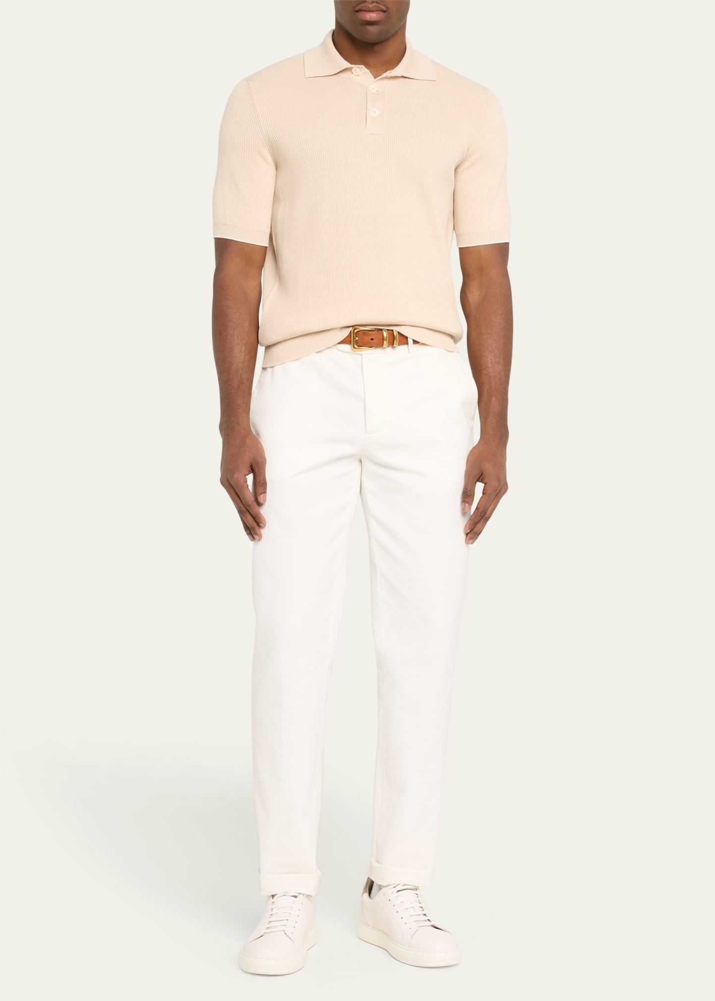Men's Grained Calfskin Low-Top Sneakers - 3
