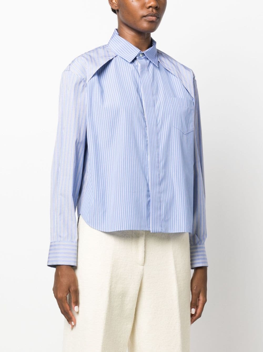 striped panelled cotton shirt - 3