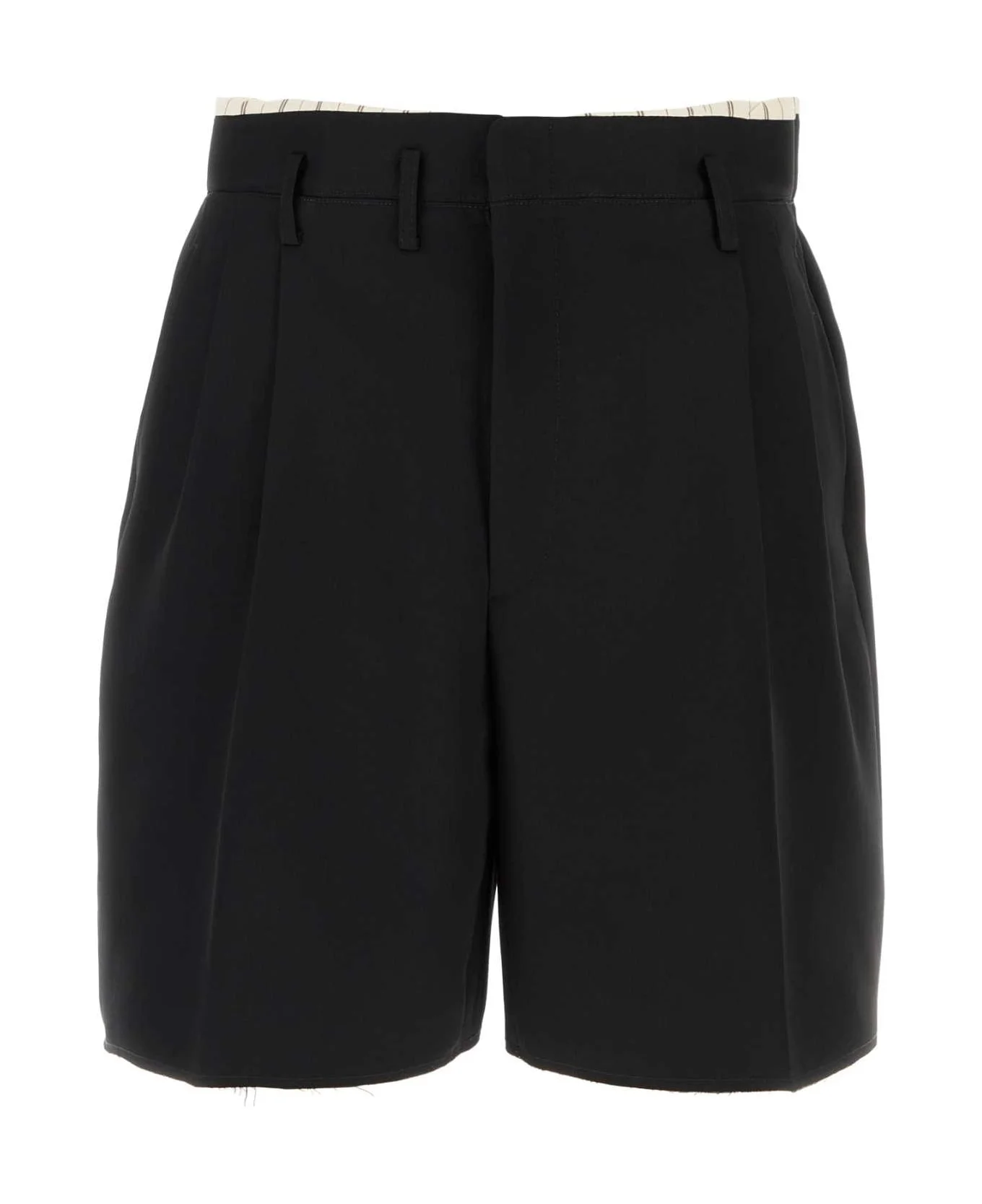 Black Wool Bermuda Shorts - 1