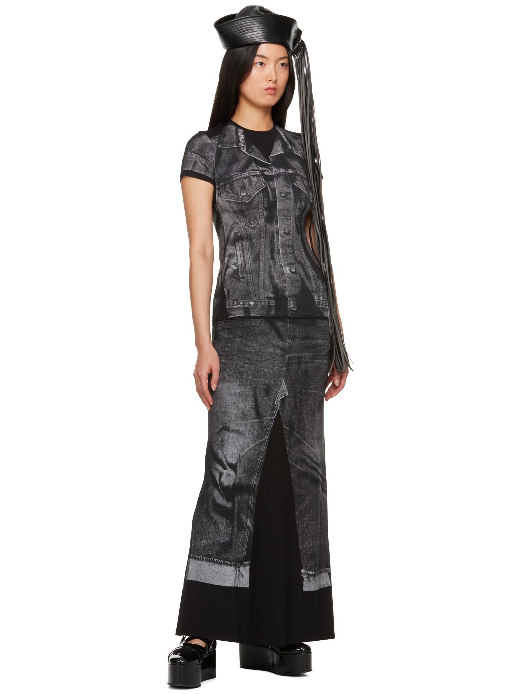 Black Trompe L'œil T-Shirt - 4