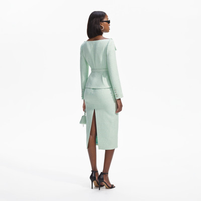 self-portrait Mint Boucle Tailored Midi Dress outlook