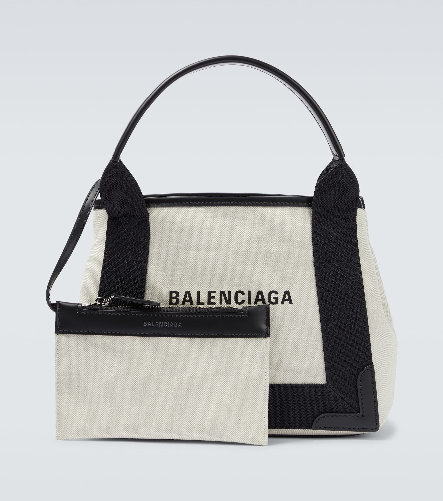 Cabas leather-trimmed canvas tote bag - 7