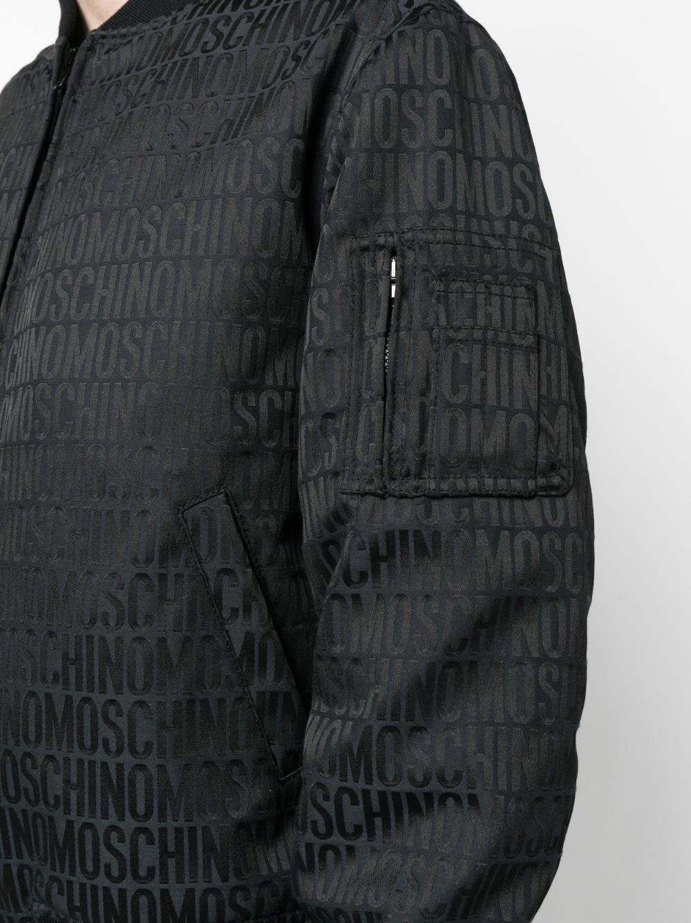 all-over-logo-print cotton bomber jacket - 5