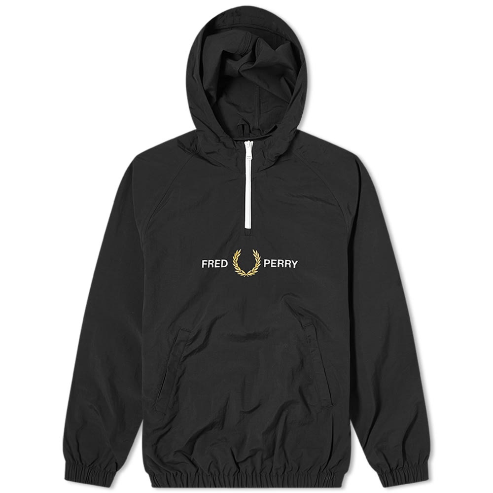 Fred Perry Authentic Embroidered Logo Quarter Zip Popover Hooded Jacket - 1