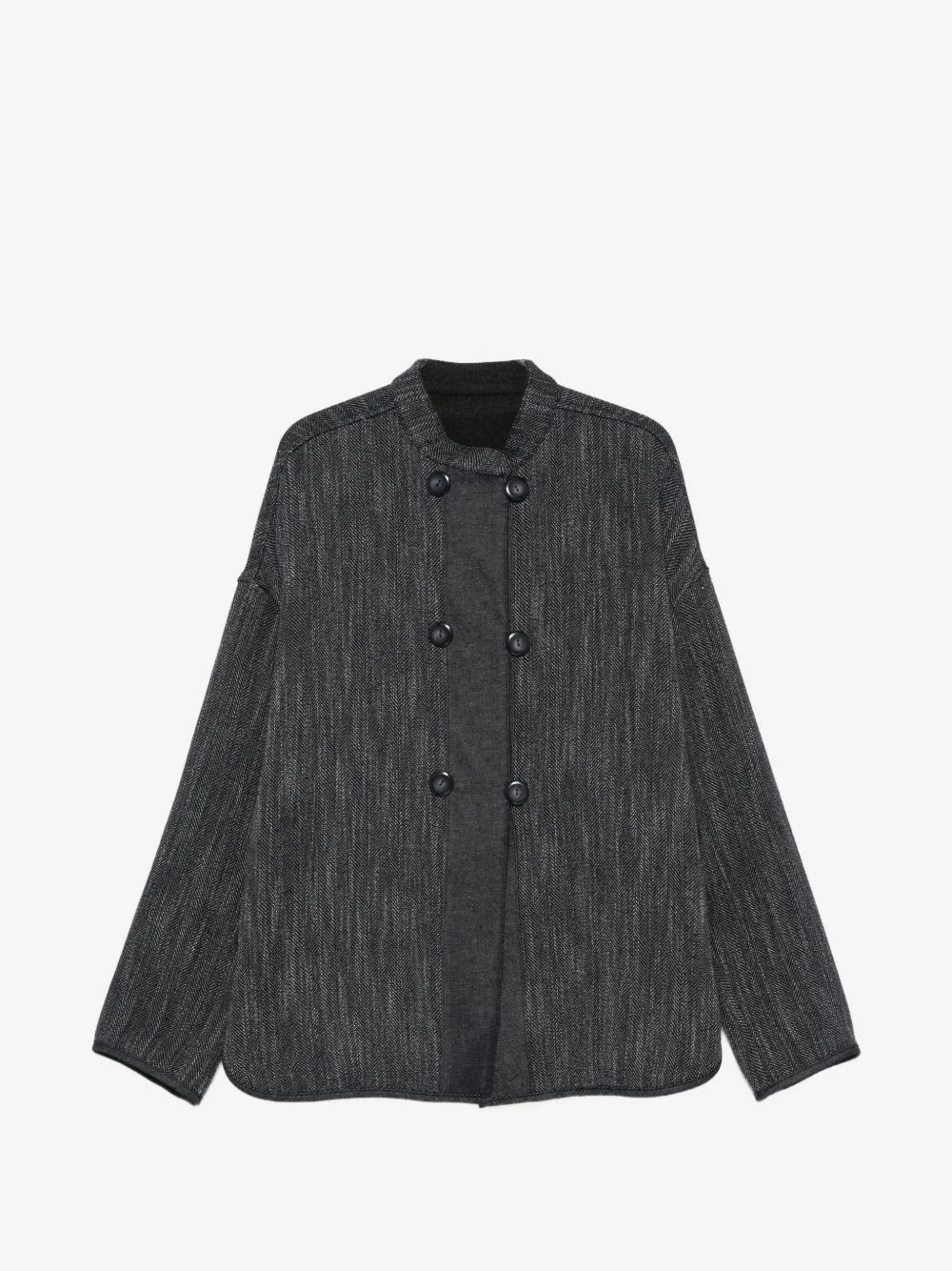 double-breasted herringbone jacket - 1