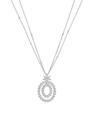 Women's L'Heure du Diamant Marquise18K White Gold & 6.29 TCW Diamond Double Oval Pendant Necklace - - 1