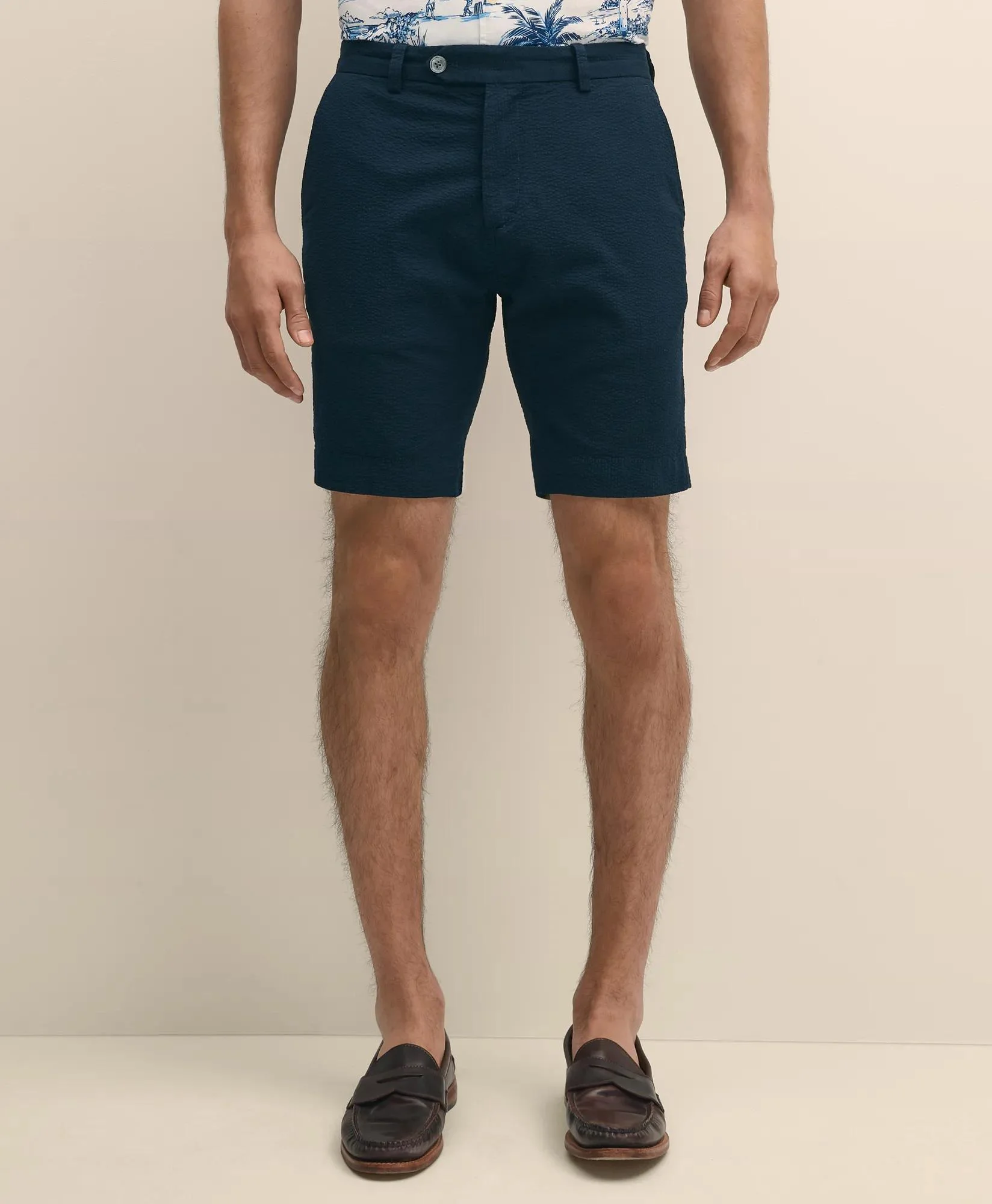 9" Washed Cotton Seersucker Shorts - 1