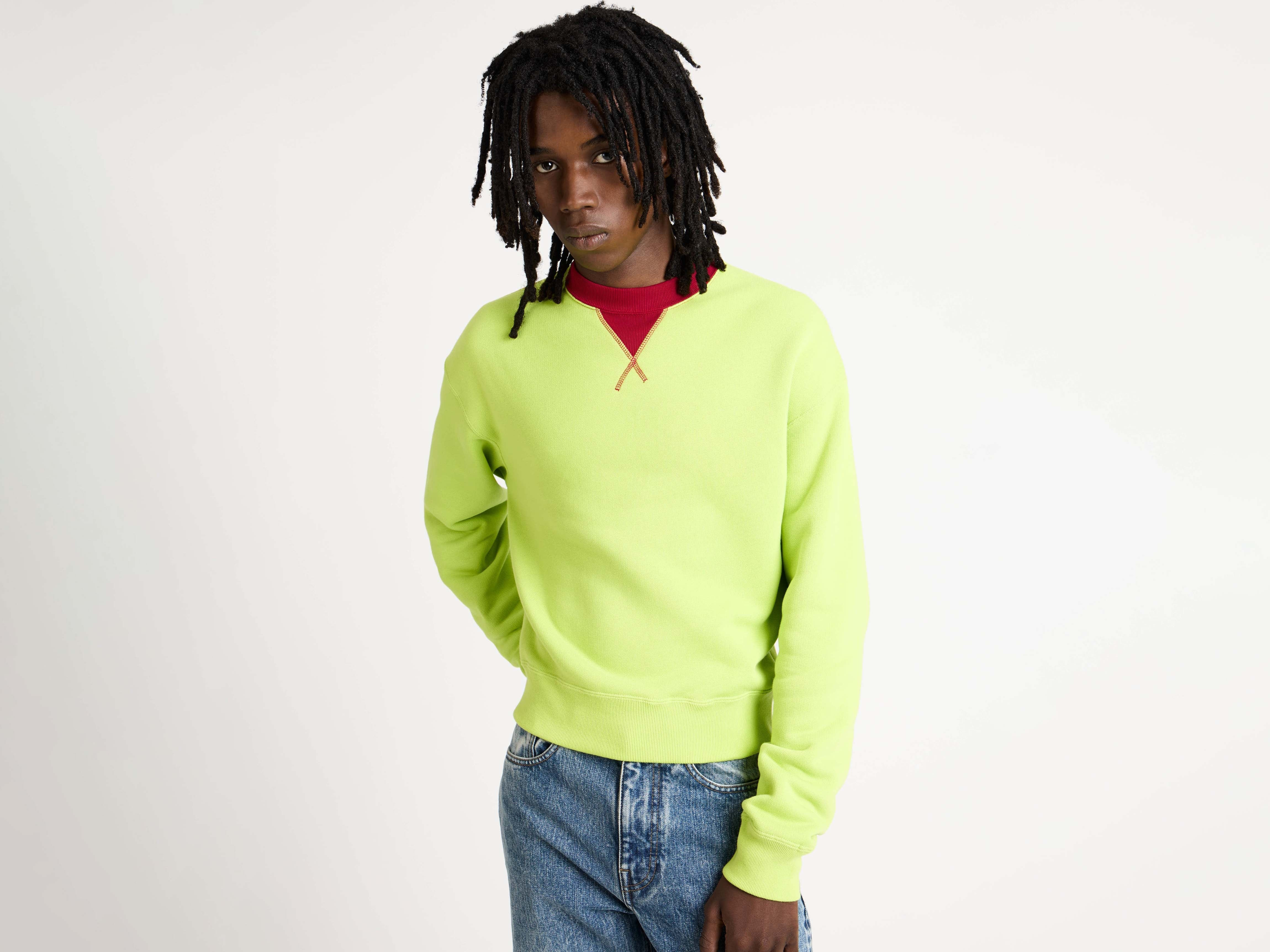 CONTRAST COLLAR SWEATSHIRT IN LIME & RED - 6